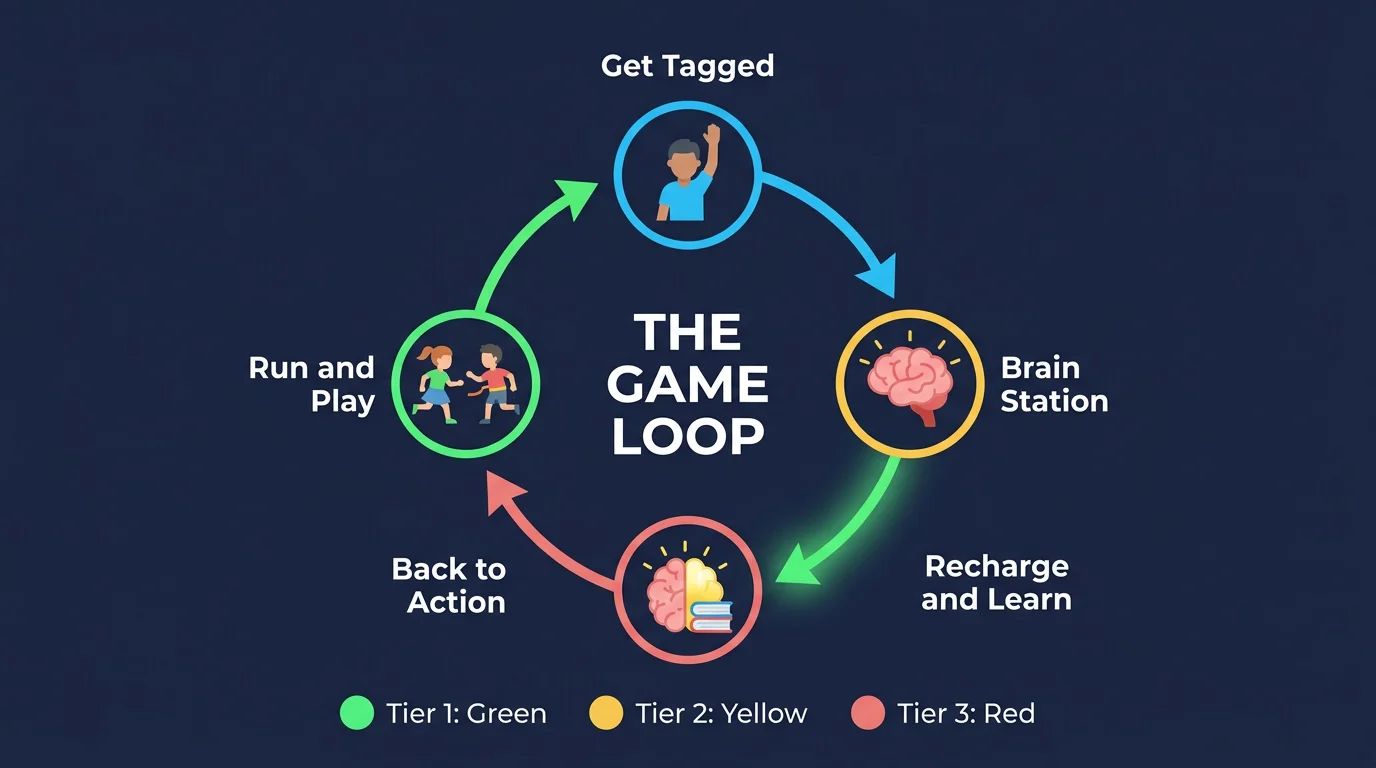 BrainTag game loop infographic